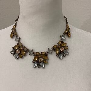 Leslie Danzis Rhinestone Bronze Statement Necklace 16"